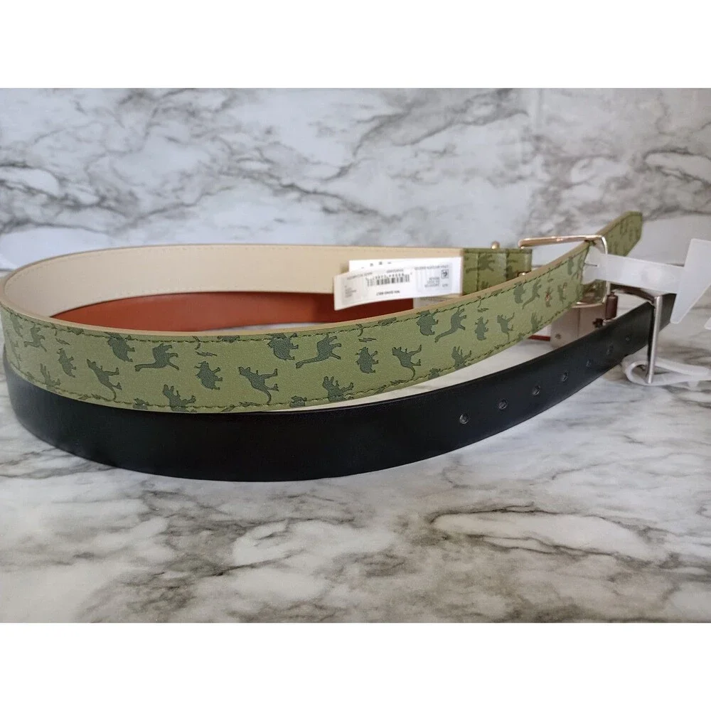 (Bundle) 2 NWT Wonder Nation Belts Black Green Dinosaur Size Medium